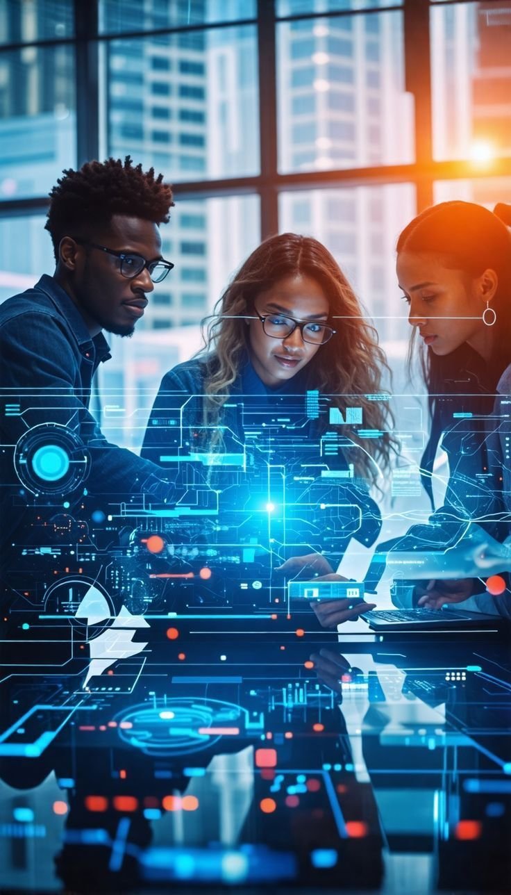 Professional research and development team at FutureLab KZ headquarters